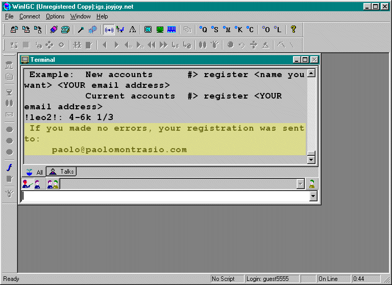 Registrazione
accettata