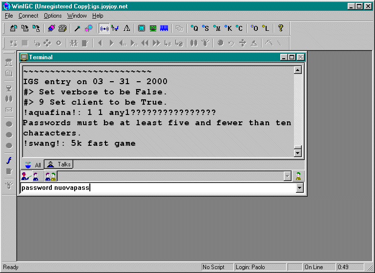 Cambio della password